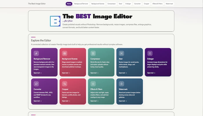 The Best Image Editor website screenshot