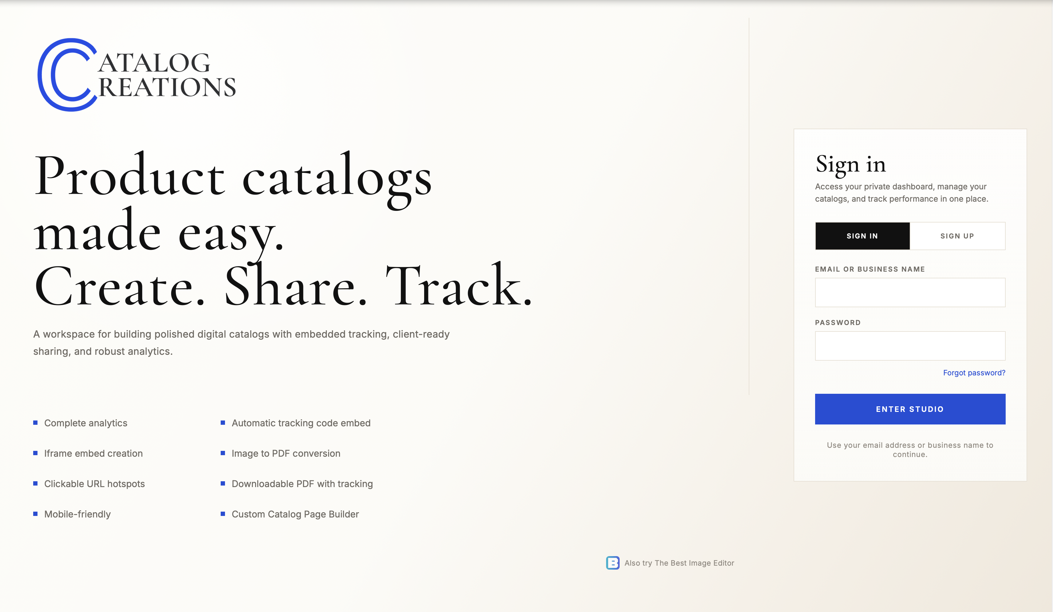 Catalog Creations website screenshot