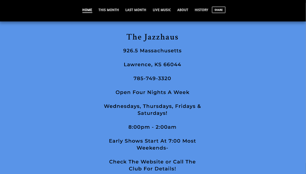 The Jazzhaus website screenshot